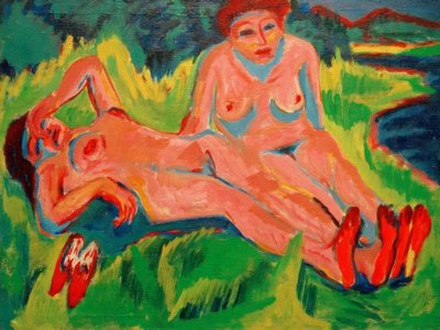 Zwei rosa Akte am See von Ernst Ludwig Kirchner